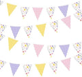 32Ft Wildflower Party Decorations Pink Purple Yellow Gingham Plaid Flowers Pennant Floral Banner Fabric Triangle