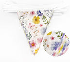 32Ft Wildflower Party Decorations Pink Purple Yellow Gingham Plaid Flowers Pennant Floral Banner Fabric Triangle, alternate