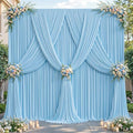 32ftx10ft Wrinkle Free Blue Backdrop Curtain - 10 Feet Photography Backdrop Drapes, Silky Polyester Back Drop
