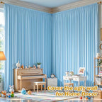 32ftx10ft Wrinkle Free Blue Backdrop Curtain - 10 Feet Photography Backdrop Drapes, Silky Polyester Back Drop, alternate view