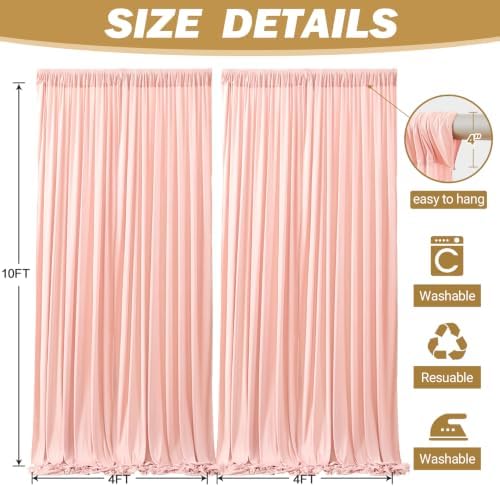 32ftx10ft Wrinkle Free Blush Pink Backdrop Curtain - 10 Feet Photography Backdrop Drapes, Silky Polyester Back, alternate
