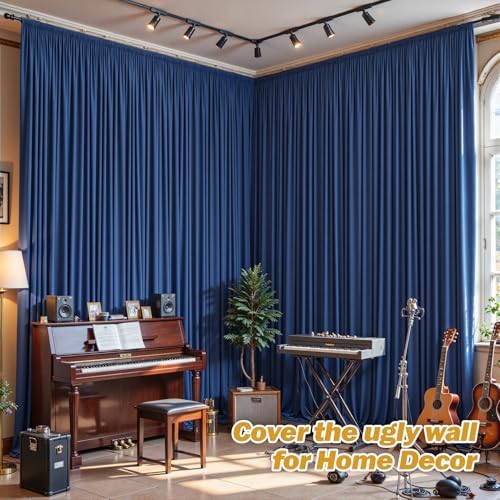 32ftx10ft Wrinkle Free Navy Blue Backdrop Curtain - 10 Feet Photography Backdrop Drapes, Silky Polyester Back, alternate view