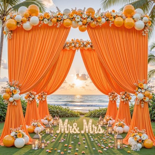 32ftx10ft Wrinkle Free Orange Backdrop Curtain - 10 Feet Photography Backdrop Drapes, Silky Polyester Back Drop, alternate