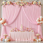 32ftx10ft Wrinkle Free Pink Backdrop Curtain - 10 Feet Photography Backdrop Drapes, Silky Polyester Back Drop, alternate view