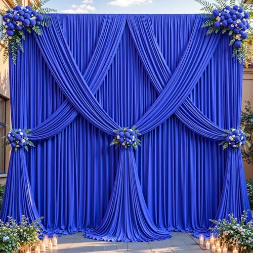 32ftx10ft Wrinkle Free Royal Blue Backdrop Curtain - 10 Feet Photography Backdrop Drapes, Silky Polyester Back