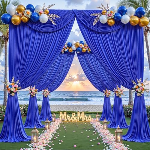 32ftx10ft Wrinkle Free Royal Blue Backdrop Curtain - 10 Feet Photography Backdrop Drapes, Silky Polyester Back, alternate