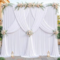 32ftx10ft Wrinkle Free White Backdrop Curtain - 10 Feet Photography Backdrop Drapes, Silky Polyester Back Drop