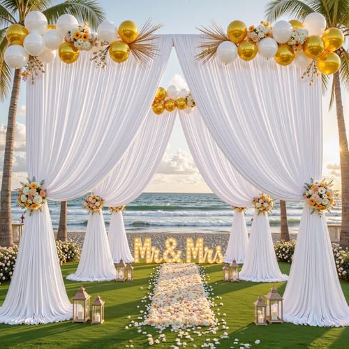 32ftx10ft Wrinkle Free White Backdrop Curtain - 10 Feet Photography Backdrop Drapes, Silky Polyester Back Drop, alternate