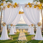 32ftx10ft Wrinkle Free White Backdrop Curtain - 10 Feet Photography Backdrop Drapes, Silky Polyester Back Drop, alternate