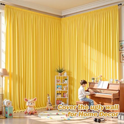 32ftx10ft Wrinkle Free Yellow Backdrop Curtain - 10 Feet Photography Backdrop Drapes, Silky Polyester Back Drop, alternate