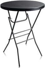 32in Cocktail Folding Table, Round High Top Bar Table, Black in Black