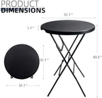 32in Cocktail Folding Table, Round High Top Bar Table, Black in Black, alternate view 3