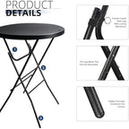 32in Cocktail Folding Table, Round High Top Bar Table, Black in Black, alternate view 4
