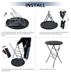 32in Cocktail Folding Table, Round High Top Bar Table, Black in Black, alternate view 5
