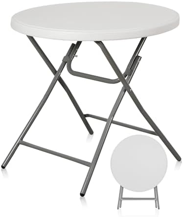 32in Cocktail Table, Indoor Outdoor Portable High Top Table, Plastic Round Bar Height Folding Table for Party
