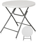 32in Cocktail Table, Indoor Outdoor Portable High Top Table, Plastic Round Bar Height Folding Table for Party