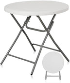 32in Cocktail Table, Indoor Outdoor Portable High Top Table, Plastic Round Bar Height Folding Table for Party