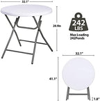 32in Cocktail Table, Indoor Outdoor Portable High Top Table, Plastic Round Bar Height Folding Table for Party, alternate view