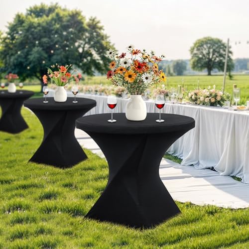 32in Cocktail Table, Indoor Outdoor Portable High Top Table, Plastic Round Bar Height Folding Table for Party, alternate view