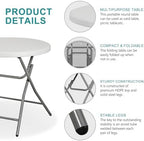 32in Cocktail Table, Indoor Outdoor Portable High Top Table, Plastic Round Bar Height Folding Table for Party, alternate view