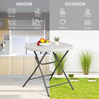 32in Cocktail Table, Indoor Outdoor Portable High Top Table, Plastic Round Bar Height Folding Table for Party, alternate view