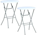 32in Folding Bar Height Tables (2-Pack) - White Round High Top Cocktail Tables for Indoor & Outdoor Use