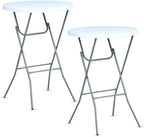32in Folding Bar Height Tables (2-Pack) - White Round High Top Cocktail Tables for Indoor & Outdoor Use