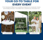 32in Folding Bar Height Tables (2-Pack) - White Round High Top Cocktail Tables for Indoor & Outdoor Use, alternate view 5
