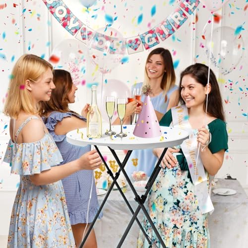 32in Folding Cocktail Table, Bar Height, Round, High Top, White in White, alternate view 4