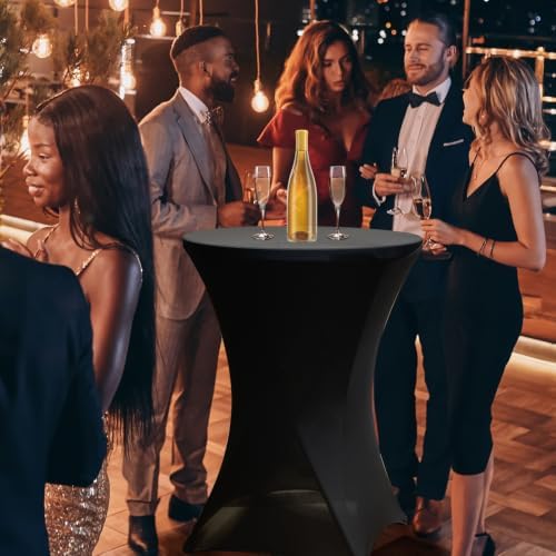 32in Folding Cocktail Tables with Covers, 2 Pack, Black in Black, alternate view 2