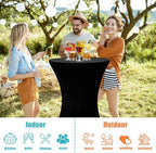 32in Folding Cocktail Tables with Covers, 2 Pack, Black in Black, alternate view 4