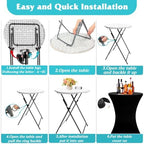 32in Folding Cocktail Tables with Covers, 2 Pack, Black in Black, alternate view 5