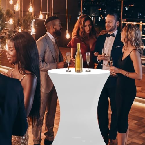 32in Folding Cocktail Tables with Covers, 2 Pack, White in White, alternate view 2