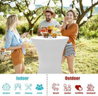 32in Folding Cocktail Tables with Covers, 2 Pack, White in White, alternate view 4