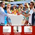 32in Folding Cocktail Tables with Covers, 2 Pack, White in White, alternate view 6