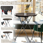32in Round Folding Cocktail Table Bar Height Brown 1 Pack, alternate view 3