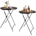 32in Round Folding Cocktail Table Bar Height Brown 2 Pack