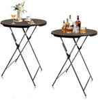 32in Round Folding Cocktail Table Bar Height Brown 2 Pack
