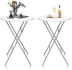 32inch Folding Cocktail Tables, Bar Height, 2 Pack, White in White