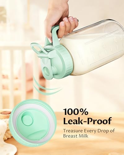 32oz Mason Jar Pitcher, Glass Breast Milk Pitcher with Lid in Green, alternate view 3