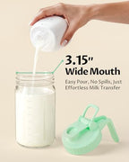 32oz Mason Jar Pitcher, Glass Breast Milk Pitcher with Lid in Green, alternate view 4