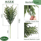 32Pcs 18"Lifelike Touch Artificial Norfolk Pine Branches for Vase Christmas, alternate view 3