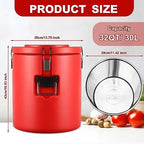 32QT Commercial Insulated Food Container with Spoon, Red in Red, alternate view 2