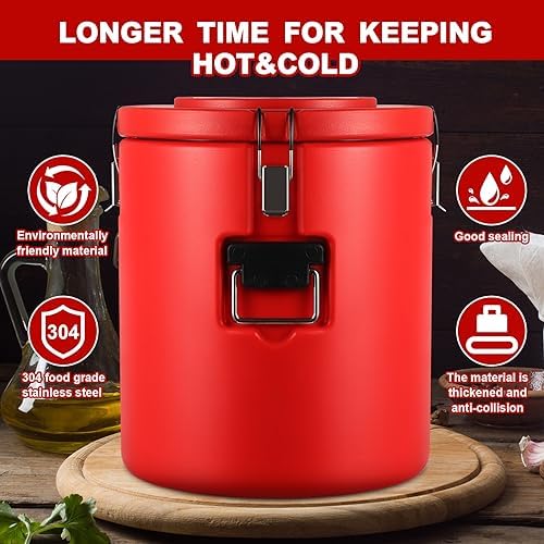 32QT Commercial Insulated Food Container with Spoon, Red in Red, alternate view 4