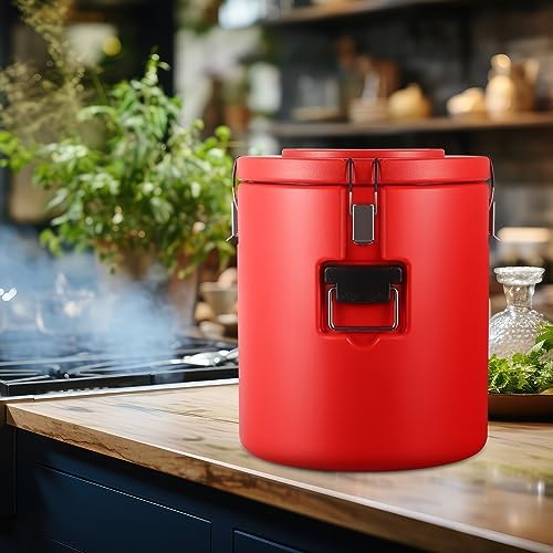 32QT Commercial Insulated Food Container with Spoon, Red in Red, alternate view 5