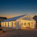 32x16 Party Tent Canopy with LED Light Waterproof Event Tent with Removable Sidewalls &Roll-up Door, Heavy-Duty
