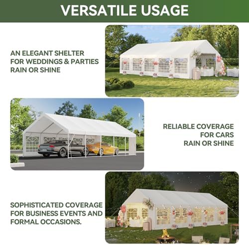 32x16 Party Tent Canopy with LED Light Waterproof Event Tent with Removable Sidewalls &Roll-up Door, Heavy-Duty, alternate