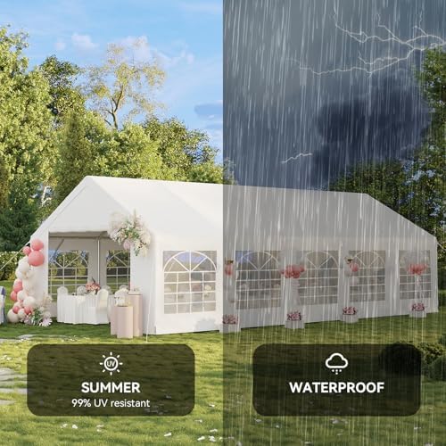 32x16 Party Tent Canopy with LED Light Waterproof Event Tent with Removable Sidewalls &Roll-up Door, Heavy-Duty, alternate