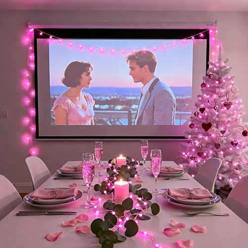 33 ft 100 LED Globe Pink Christmas String Lights Indoor, alternate view 3