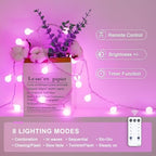 33 ft 100 LED Globe Pink Christmas String Lights Indoor, alternate view 4